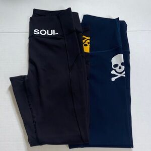Lululemon Soul Cycle ladies 6 Black and Navy Leggings Skull  2 pair